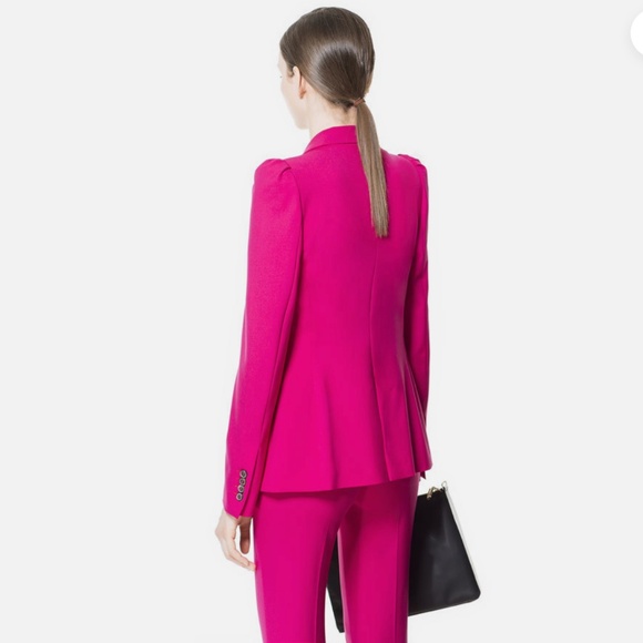 Zara Woman Puffed Sleeves Bright Fuchsia Blazer - Picture 15 of 15